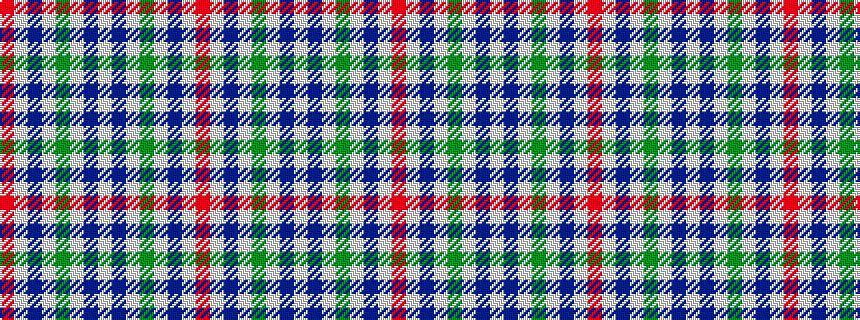 idealised woven sample of pattern RWBWGWBWBWGWBWR