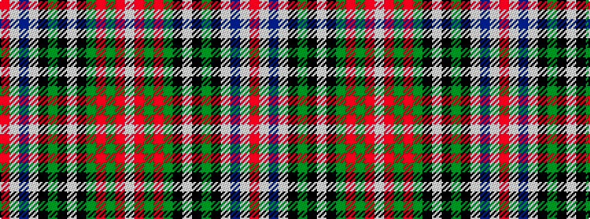 idealised woven sample of pattern RWBWKGKWKGRGRW