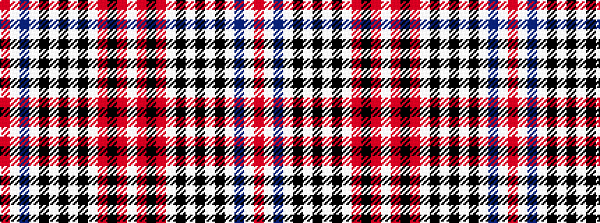 idealised woven sample of pattern RWBWKWKWKWRKRW