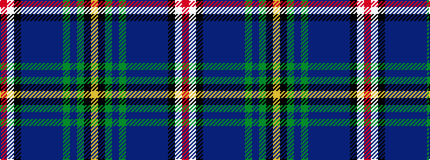 idealised woven sample of pattern RWKBBBBBBGBGKY