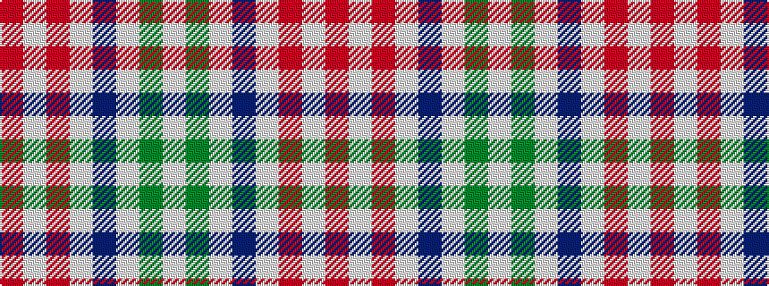 idealised woven sample of pattern RWRWBWGW