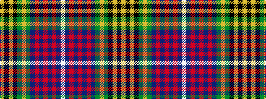 idealised woven sample of pattern WBRBRBRBGYGKYKY