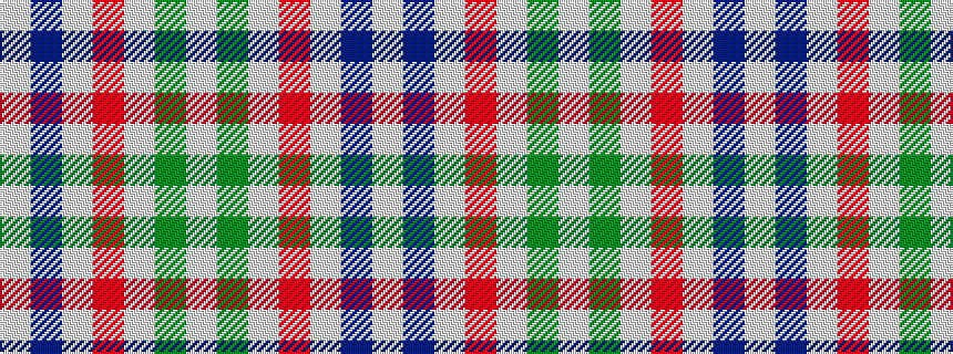 idealised woven sample of pattern WBWRWGW