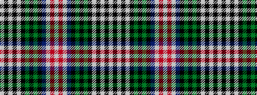 idealised woven sample of pattern WKWKWKGKGKBWRW