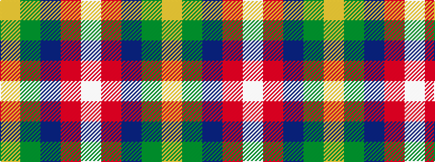 idealised woven sample of pattern WRBGY
