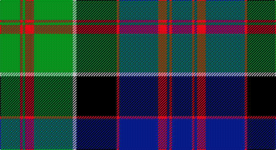 G/32 R4 G4 R14 G62 W6 K64 R4 DB62 R14 DB4 R4 DB/32 tartan