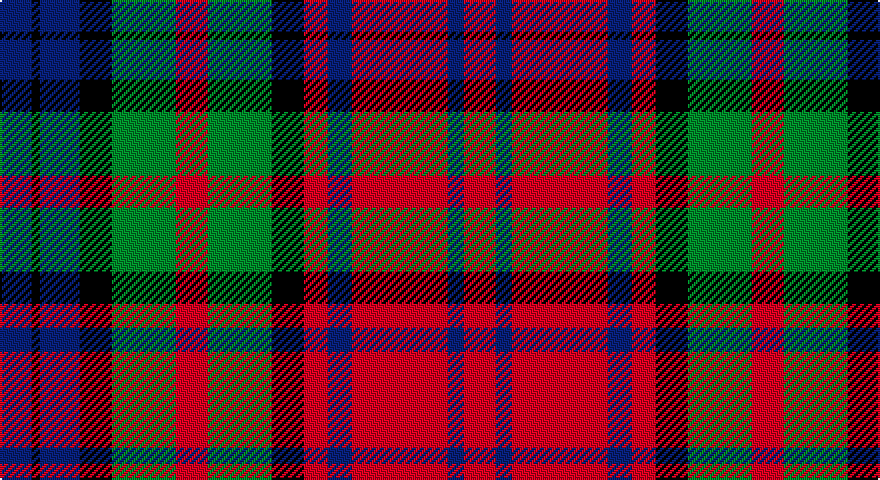 DB/16 K4 DB20 K16 G32 R16 G32 K16 R12 DB12 R48 DB8 R/16 tartan