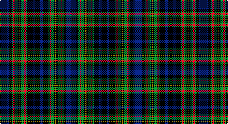 DB/18 K5 G3 R3 G6 K2 Y2 K2 G6 R3 G3 K10 DB5 K/10 tartan